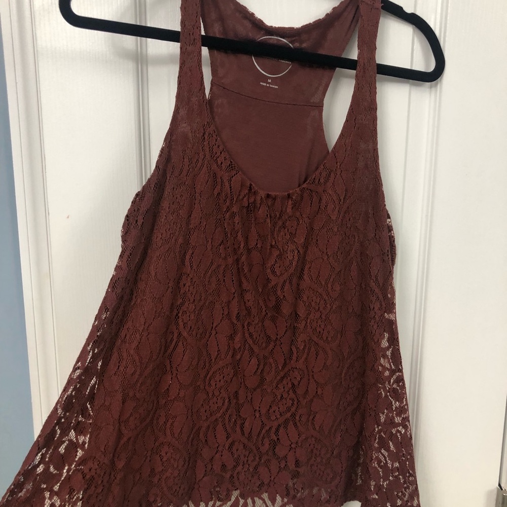 Maroon lace Racerback tank